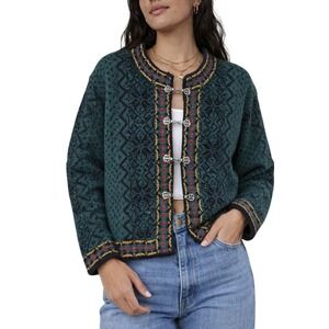 WINDFJORD Norwegian Wool Nordic Fair Isle Cardigan Sweater Size S